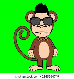 monkey character cartoon with sun glasses illustration in vector format