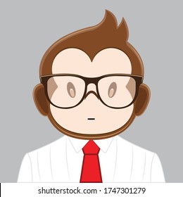 Monkey character with glasses and a tie vector design