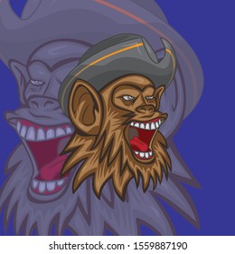 Monkey character  with pirate style. Ready to use for Mascot logo, clothes screen printing or any other purpose 