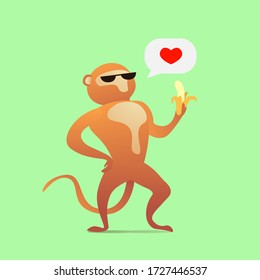 Monkey character takes majestic pleasure from eating a banana