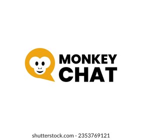 Monkey Chat Bubble Logo Design 