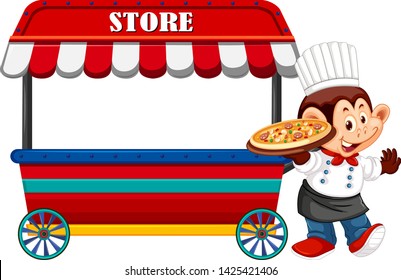 A monkey checf on white background illustration