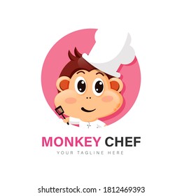 Monkey chef logo design vector