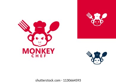 Monkey Chef Logo Template Design Vector, Emblem, Design Concept, Creative Symbol, Icon