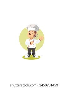 Monkey Chef Vector Isolated White