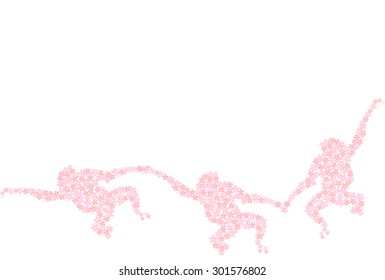 Monkey cherry greeting cards