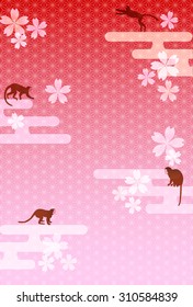 Monkey cherry greeting cards