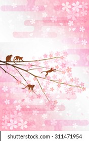 Monkey cherry greeting cards