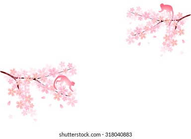 Monkey cherry greeting cards
