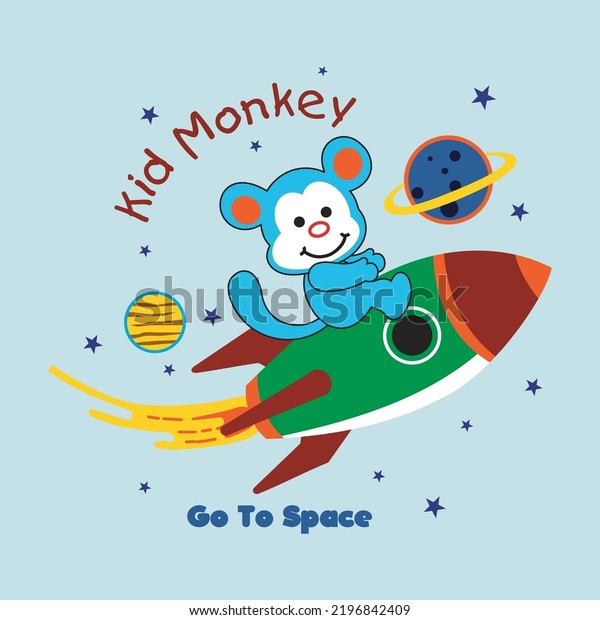 monkey child is flying in the sky,design\
cartoon vector\
illustration