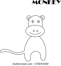 Monkey. Children coloring. Outline vector illustration on a white background.