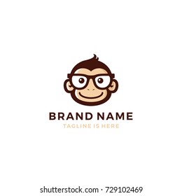 monkey chimp geek smart charm mascot character logo template vector icon