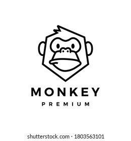 monkey chimp gorilla monoline logo vector icon illustration
