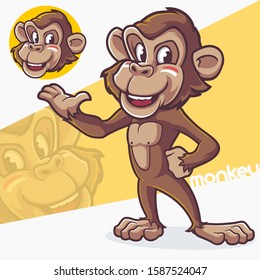 Monkey chimpanzee cute Smile Cartoon