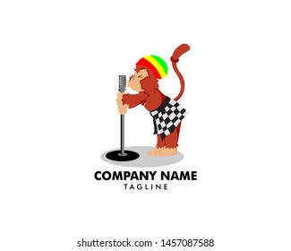 Monkey Chimpanzee Singing Logo Design Vector Template