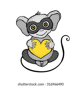 Monkey. Chinese Animal astrological sign, Hand drawn Vector Illustration