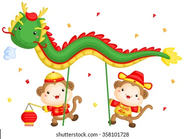 Monkey Chinese Dragon Dance