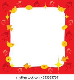 Monkey With Chinese New Year Border, Animal, Objects, Traditional Celebration, China