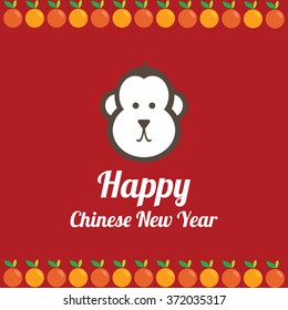 Monkey Chinese New Year Card. 2016 Lunar New Year greeting card design.