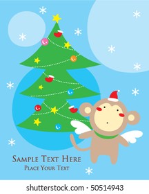 monkey christmas greeting card