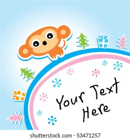 monkey christmas greeting card