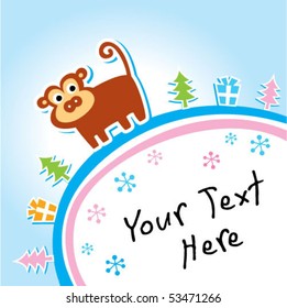 monkey christmas greeting card