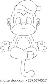 Monkey Christmas Yoga Animal Vector Graphic Art Illustration