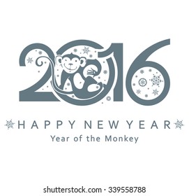 Monkey in circle. New Year 2016.