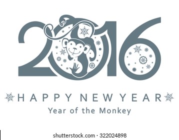 Monkey in a circle. New Year's design. 2016