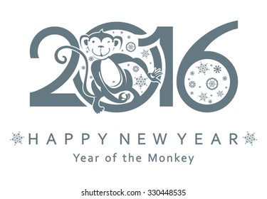 Monkey in a circle.  New Year's design 2016.