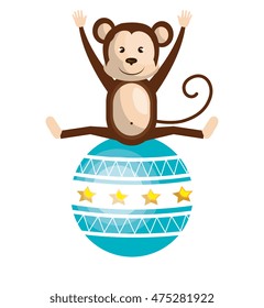 monkey circus animal show isolated icon vector illustration design