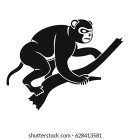 Monkey is climbing up on a tree icon. Simple illustration of monkey is climbing up on a tree vector icon for web