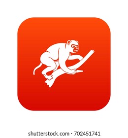 Monkey is climbing up on a tree icon digital red for any design isolated on white vector illustration
