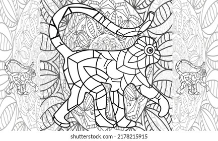 Monkey coloring book for adults vector illustration. Anti-stress coloring for adult. Zentangle style. Black and white. Lace pattern jocko