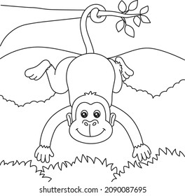 Monkey Coloring Page for Kids