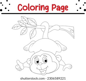Monkey coloring page for kids. 
