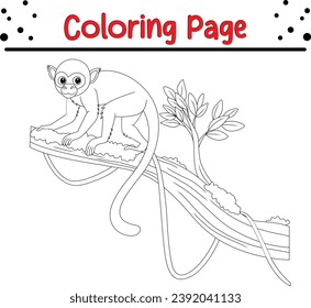 página de color de mono para niños