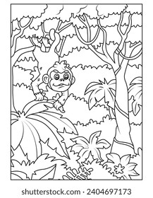 monkey coloring page for kids