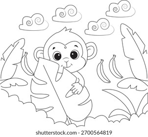 página de coloração de macaco para crianças