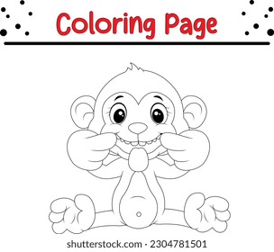 Página de coloreado de mono. Esbozo De La Página De Colores Del mono De dibujos animados. Animales. Libro de Colores para niños