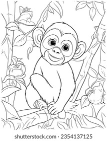 monkey coloring pages for adults