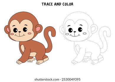 Páginas de coloração de macacos para crianças. Macaco de traço e cor. Cartão de animais da floresta dos macacos para crianças. As letras M são para macaco. Planilhas de jardim de infância e pré-escola imprimíveis para crianças. 