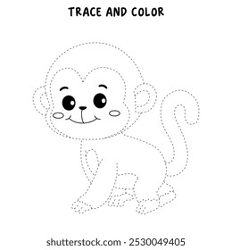 Páginas de coloração de macacos para crianças. Macaco de traço e cor. Cartão de animais da floresta dos macacos para crianças. As letras M são para macaco. Planilhas de jardim de infância e pré-escola imprimíveis para crianças. 