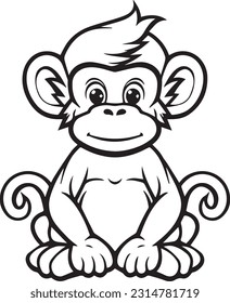 Mono, libro de colorear para niños, ilustración vectorial	
