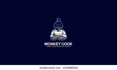 Monkey cook logo template vector design