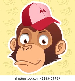 Monkey Cool Cute Expression Sheet Flat Vector Design Illustration