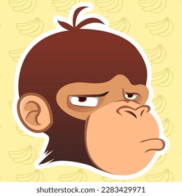 Monkey Cool Cute Expression Sheet Flat Vector Design Illustration