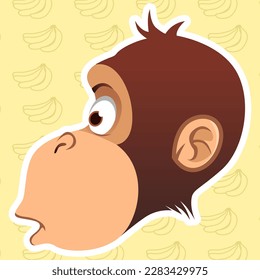 Monkey Cool Cute Expression Sheet Flat Vector Design Illustration