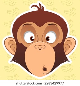 Monkey Cool Cute Expression Sheet Flat Vector Design Illustration