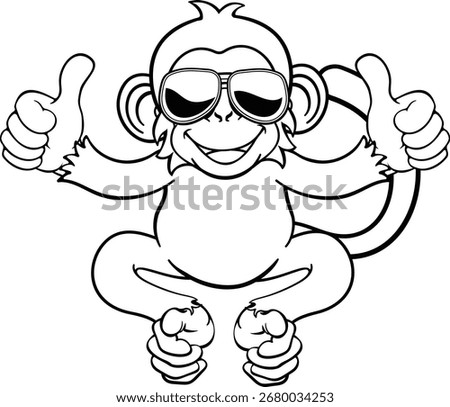 A monkey cool cute happy cartoon character animal wearing sunglasses giving a double thumbs up
